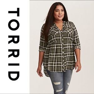 Torrid Green Plaid Babydoll Pullover